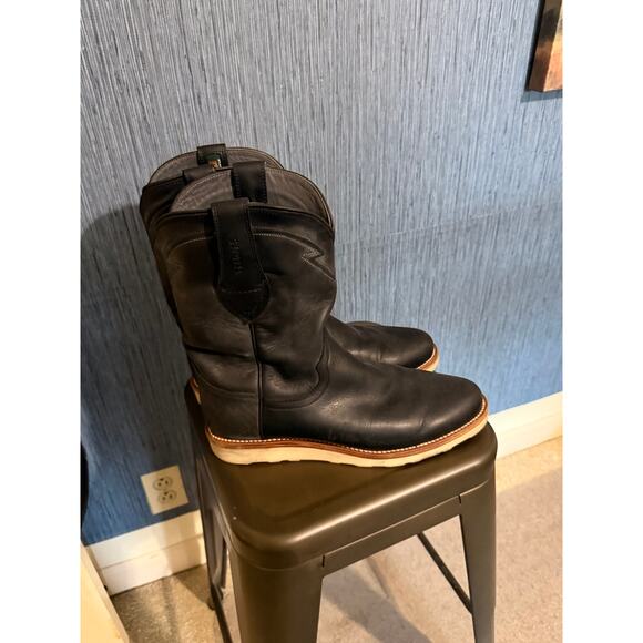 Tecovas Knox Black Wedge Sole Boots Size 9 - Picture 2 of 4